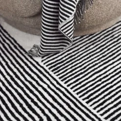 Outlet NJRD Stripes wool rug natural white, 200x300 cm GreyBlackWhite
