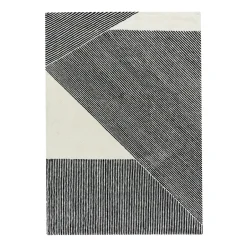 Wool Rugs^NJRD Stripes wool rug natural white, 170x240 cm GreyBlackWhite