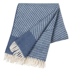 Discount NJRD Stripes wool throw 130x185 cm, Blue