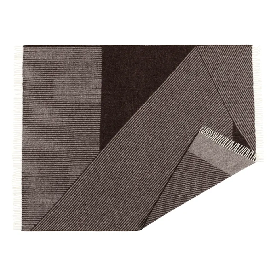 Wool Blankets & Throws^NJRD Stripes wool throw 130x185 cm, Brown