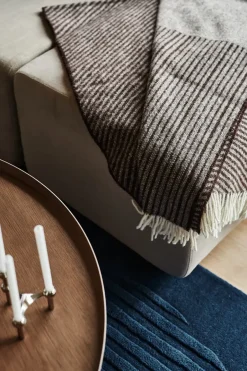 Wool Blankets & Throws^NJRD Stripes wool throw 130x185 cm, Brown