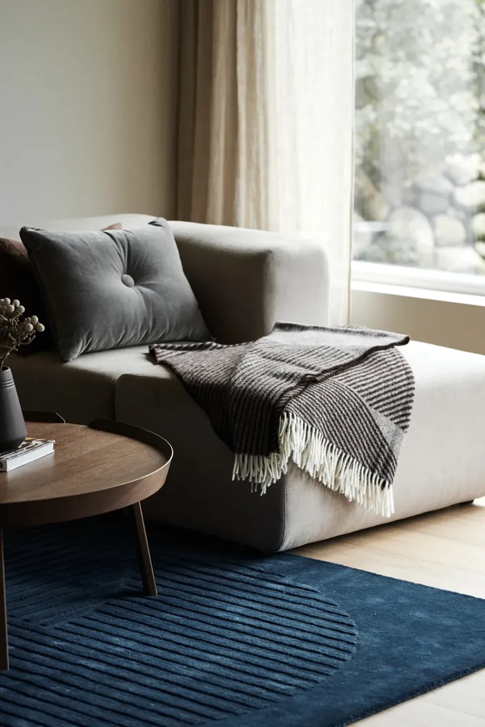 Wool Blankets & Throws^NJRD Stripes wool throw 130x185 cm, Brown