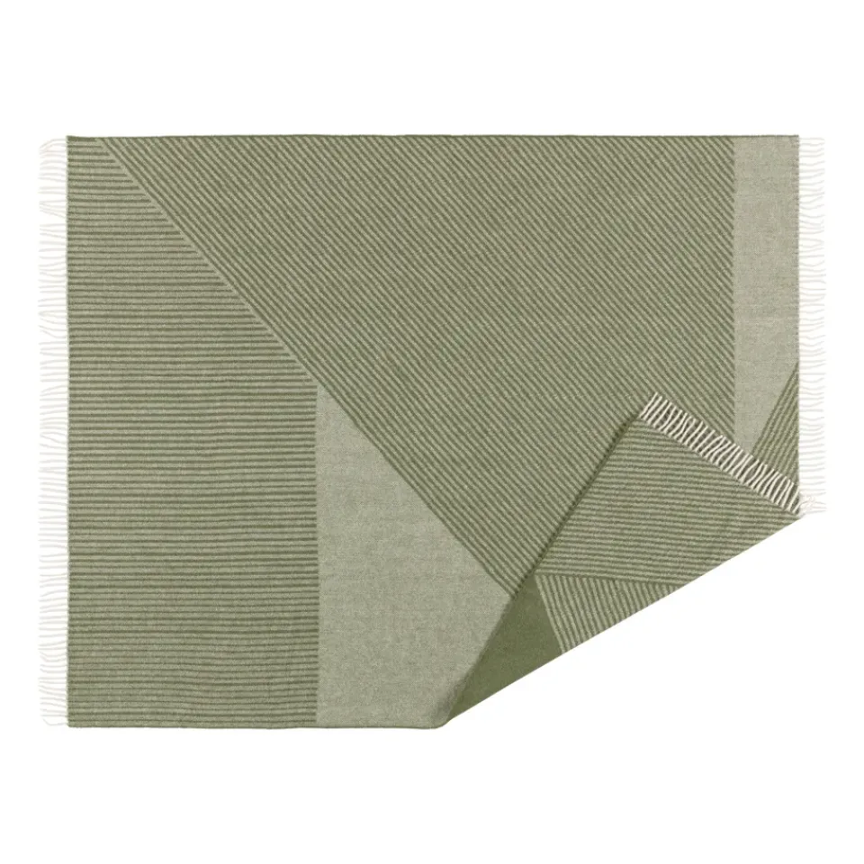 Online NJRD Stripes wool throw 130x185 cm, Green