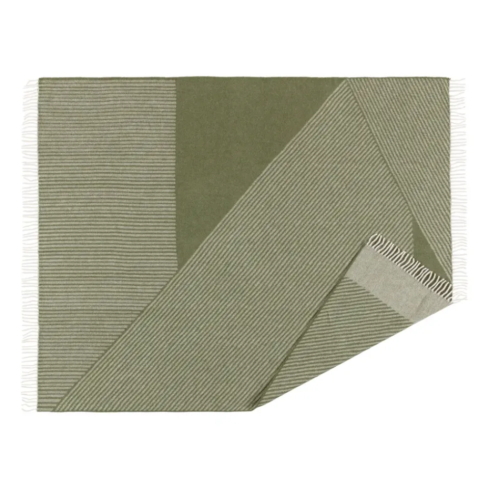 Online NJRD Stripes wool throw 130x185 cm, Green