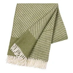 Online NJRD Stripes wool throw 130x185 cm, Green