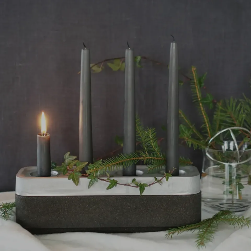 Advent Candle Holders^Born In Sweden Stumpastaken long ball polished, 8.5x29.5 cm Silver-coloured