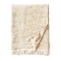 Clearance Klippan Yllefabrik Sunflower cotton throw 140x200 cm, Golden Beige
