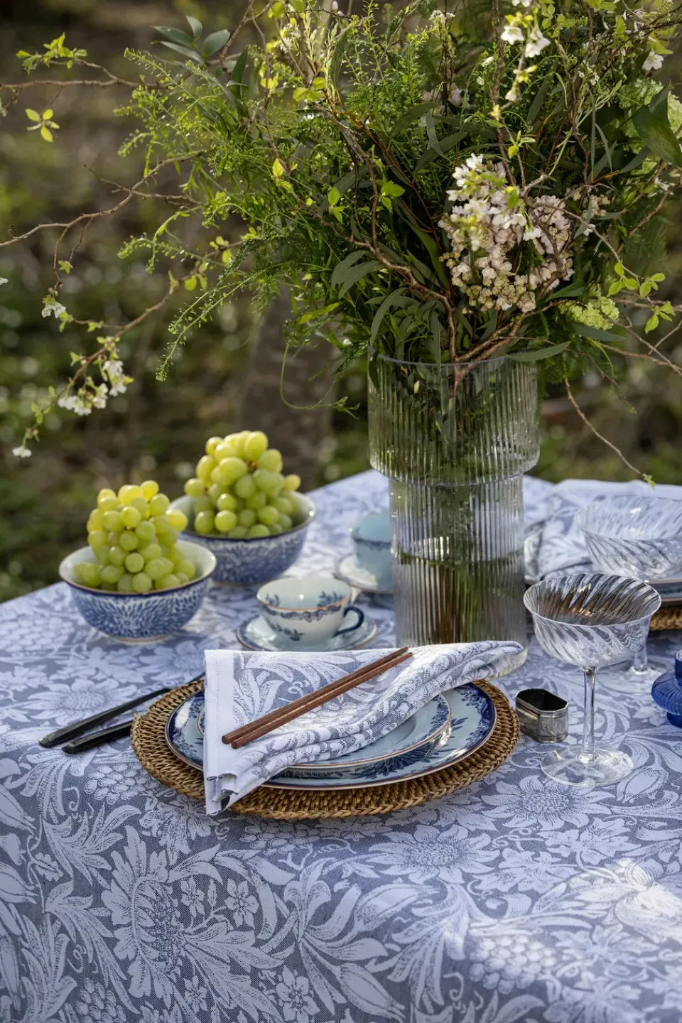 Linen & Cotton Napkins^Ekelund Linneväveri Sunflower napkin 50x50 cm, Blue