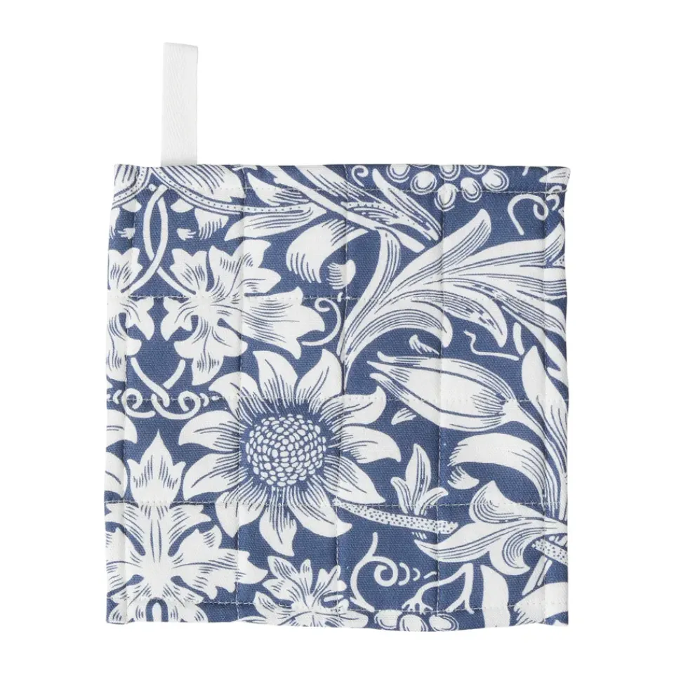 Outlet Klippan Yllefabrik Sunflower oven mitt 20x20 cm, Dark denim Blue