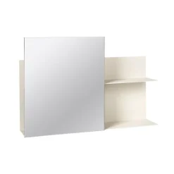 Shelves & Shelving Systems|Shelves & Shelving Systems^Broste Copenhagen Svante wall shelf with mirror, Iron rainy day Beige