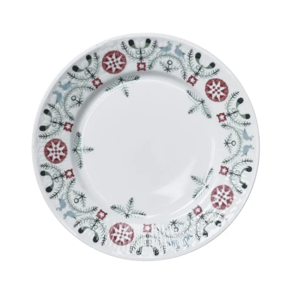 Hot Rörstrand Swedish Grace Winter side plate 17 cm, white BlueMultiRedWhite