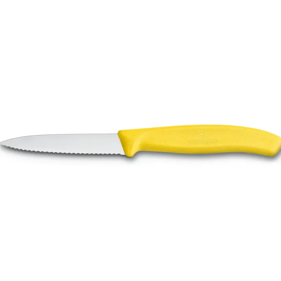New Victorinox Swiss Classic vegetable-/paring knife serrated 8 cm, Yellow Silver-coloured