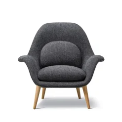 Armchairs & Footstools^Fredericia Furniture Swoon armchair, Hallingdal 65 180-oiled oak Grey