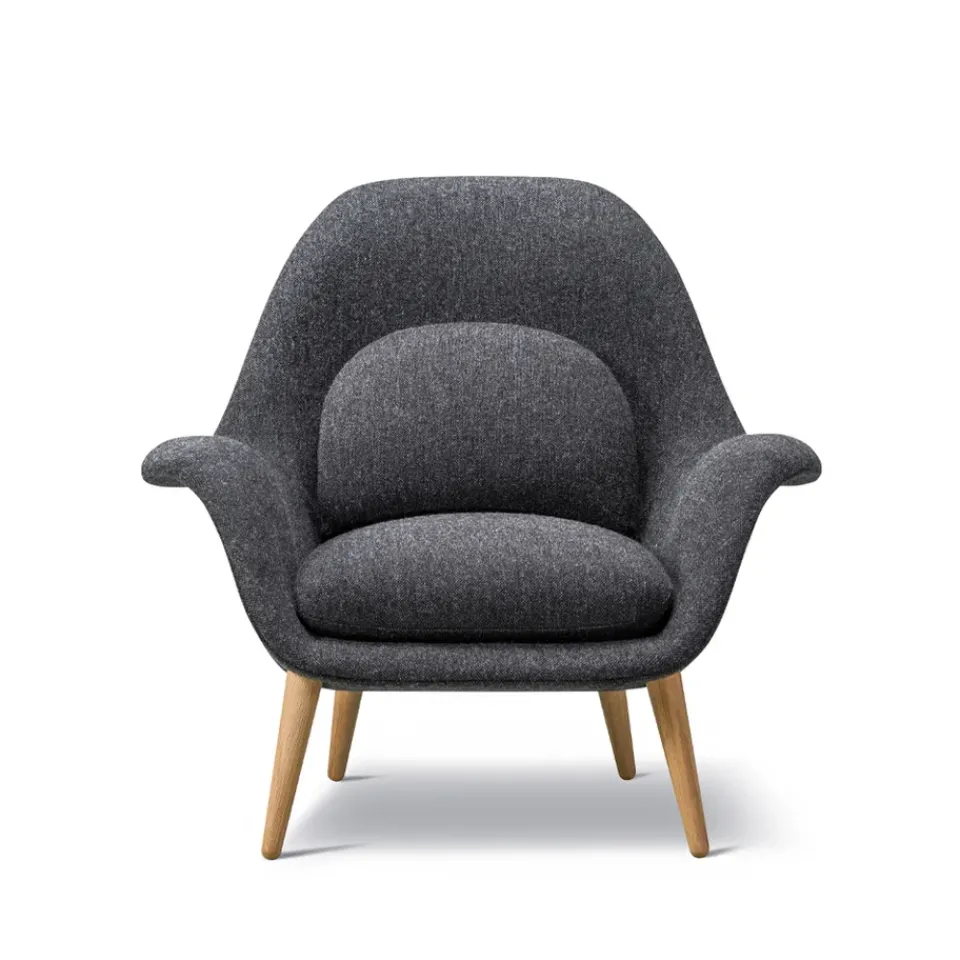 Armchairs & Footstools^Fredericia Furniture Swoon armchair, Hallingdal 65 180-oiled oak Grey