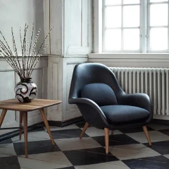 Armchairs & Footstools^Fredericia Furniture Swoon armchair, Hallingdal 65 180-oiled oak Grey