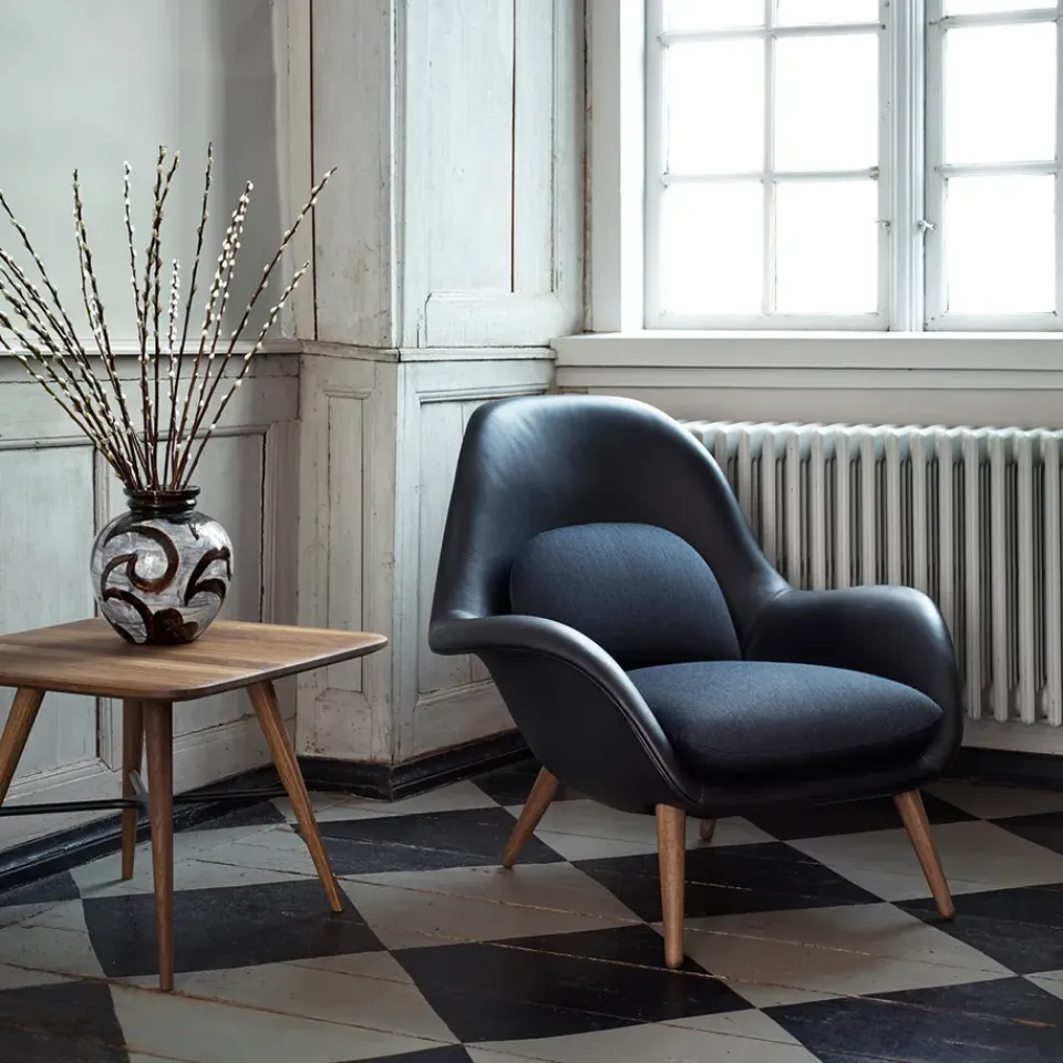 Armchairs & Footstools^Fredericia Furniture Swoon armchair, Hallingdal 65 180-oiled oak Grey
