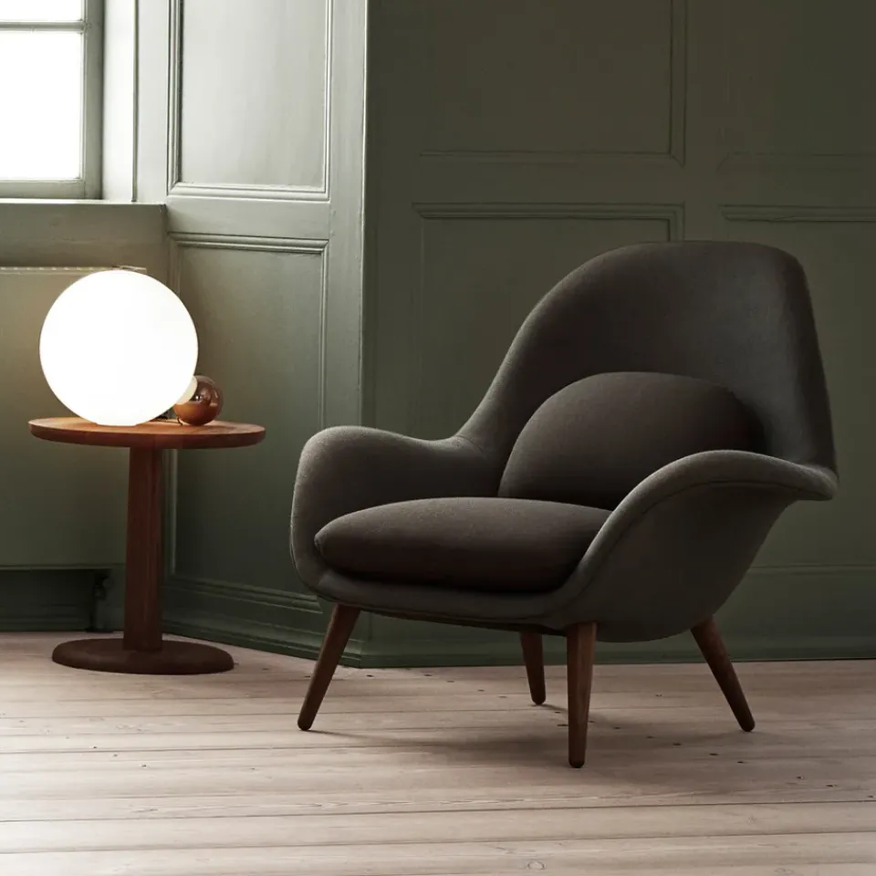 Armchairs & Footstools^Fredericia Furniture Swoon armchair, Hallingdal 65 180-oiled oak Grey