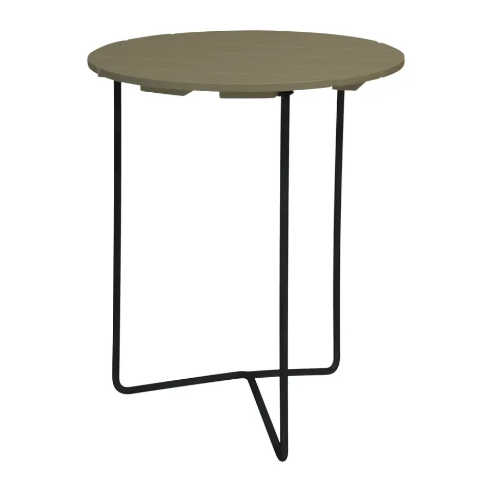 Balcony Furniture|Table For Outdoor Use^Grythyttan Stålmöbler Table 6B table, Light green oak-black, Ø60 cm GreenBlack