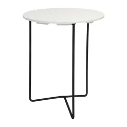 Balcony Furniture|Table For Outdoor Use^Grythyttan Stålmöbler Table 6B table, White oiled oak-black, Ø60 cm WhiteBlack
