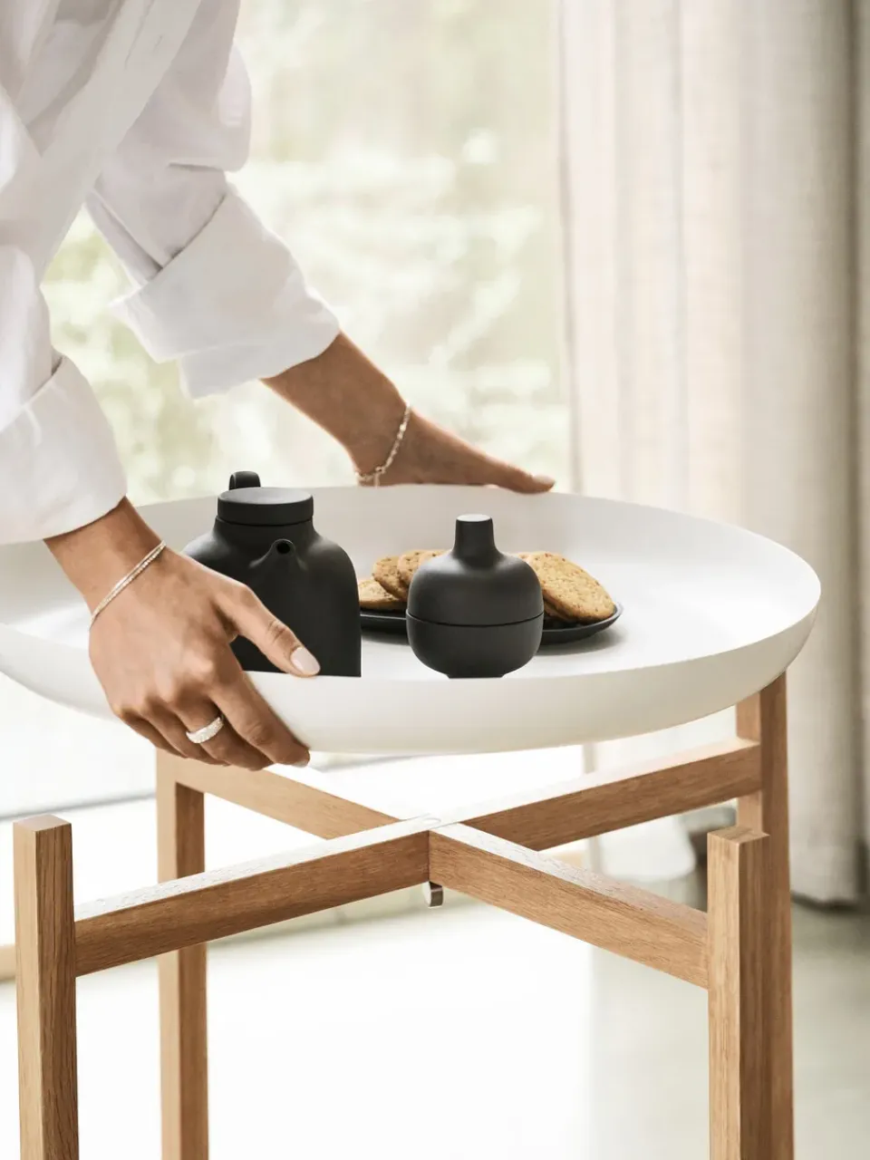 Clearance Design House Stockholm Tablo Table Set side table, High White