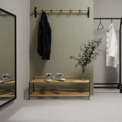 Shoe Racks|Shoe Racks^Essem Design Tamburin shoe shelf 60 cm, oak- Black