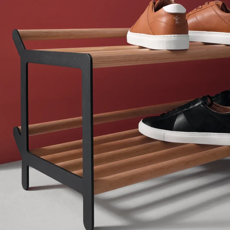 Shoe Racks|Shoe Racks^Essem Design Tamburin shoe shelf 100 cm, oak- Black