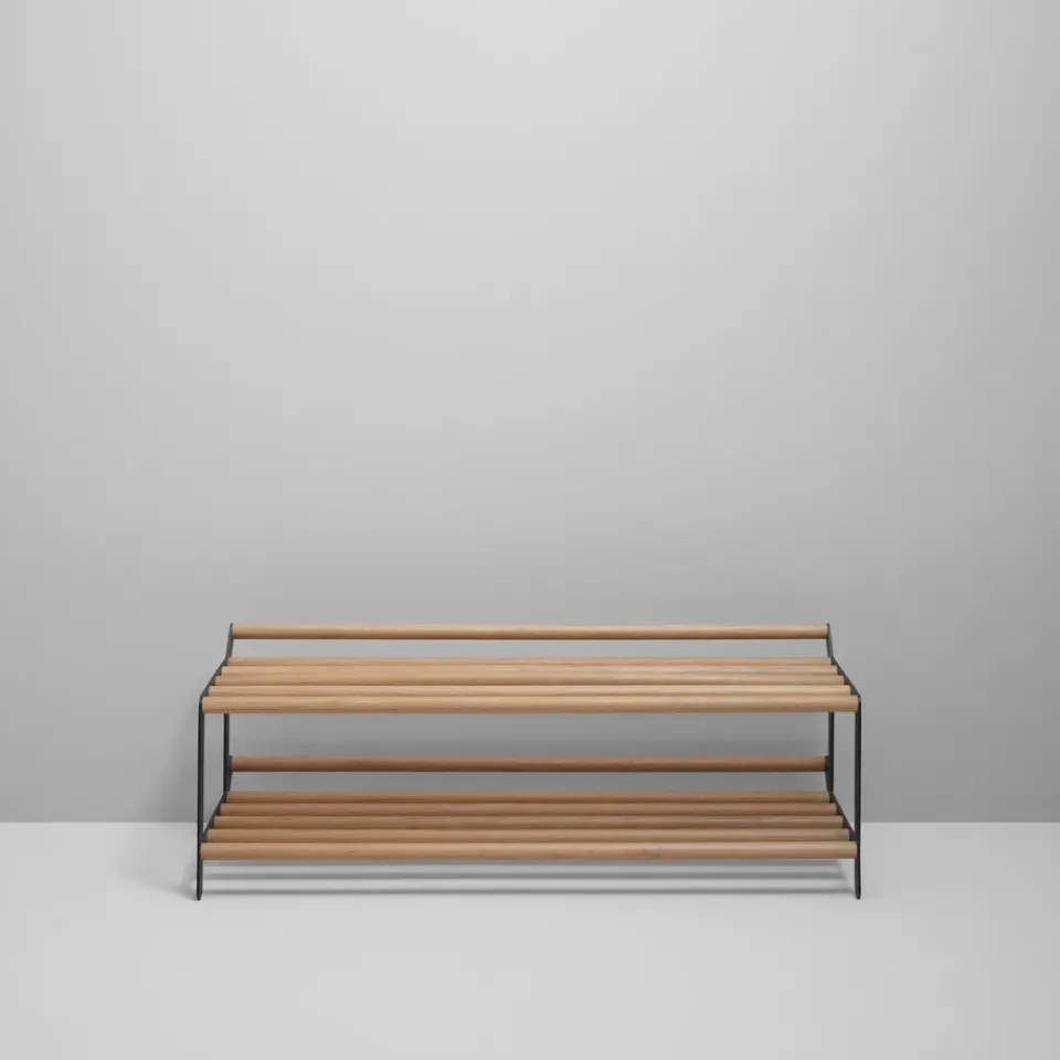 Shoe Racks|Shoe Racks^Essem Design Tamburin shoe shelf 100 cm, oak- Black
