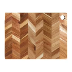 Trays^Aida Tapas/pizza cutting board fish bone pattern 35x48 cm, Acacia tree Brown
