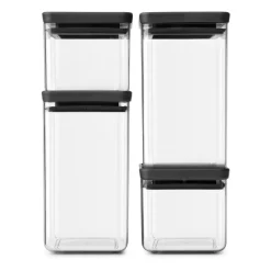 Storage Jars^Brabantia TASTY+ square storage jar set, Dark Grey