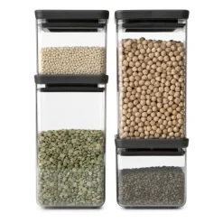 Storage Jars^Brabantia TASTY+ square storage jar set, Dark Grey