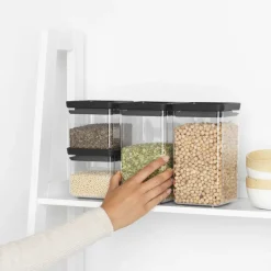 Storage Jars^Brabantia TASTY+ square storage jar set, Dark Grey