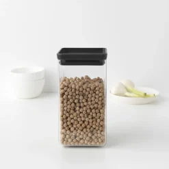 Brabantia TASTY+ square storage jar 1.6 L, Dark Grey