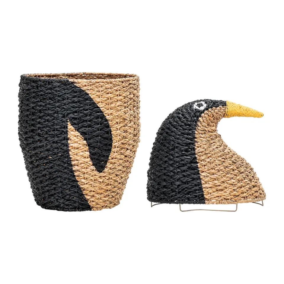 Storage For The Kids Room^Bloomingville Tazia storage basket with lid Ø37x69 cm, Black