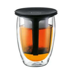 Discount Bodum Tea For One glass with tea strainer, Black