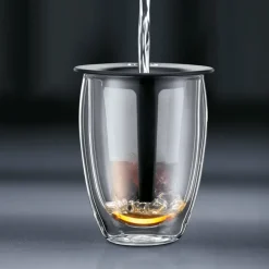 Discount Bodum Tea For One glass with tea strainer, Black