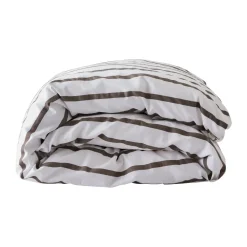 Duvet Covers^Tell Me More striped duvet cover cotton, Taupe, 150x200 cm WhiteBrown
