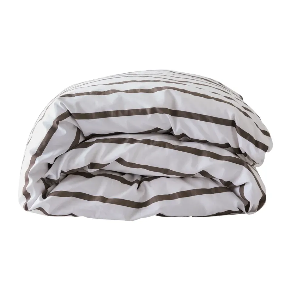 Duvet Covers^Tell Me More striped duvet cover cotton, Taupe, 150x200 cm WhiteBrown