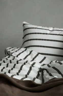 Duvet Covers^Tell Me More striped duvet cover cotton, Taupe, 150x200 cm WhiteBrown