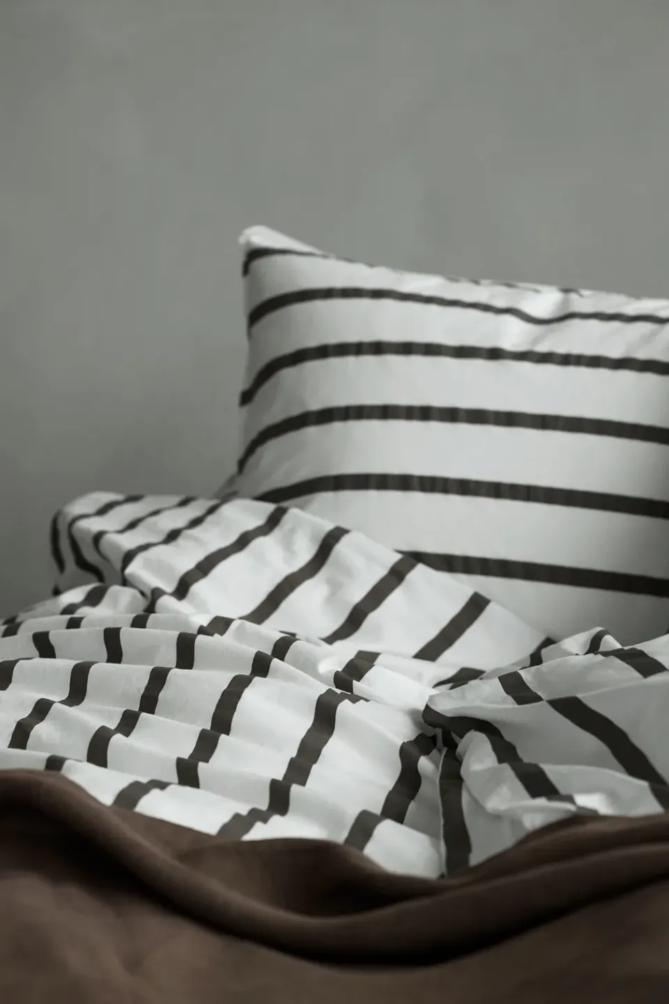 Duvet Covers^Tell Me More striped duvet cover cotton, Taupe, 150x200 cm WhiteBrown