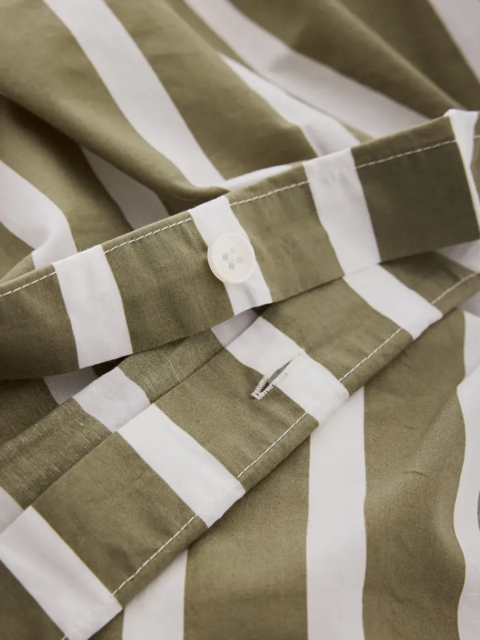 Best Tell Me More striped duvet cover cotton, Olive, 150x200 cm WhiteBrown