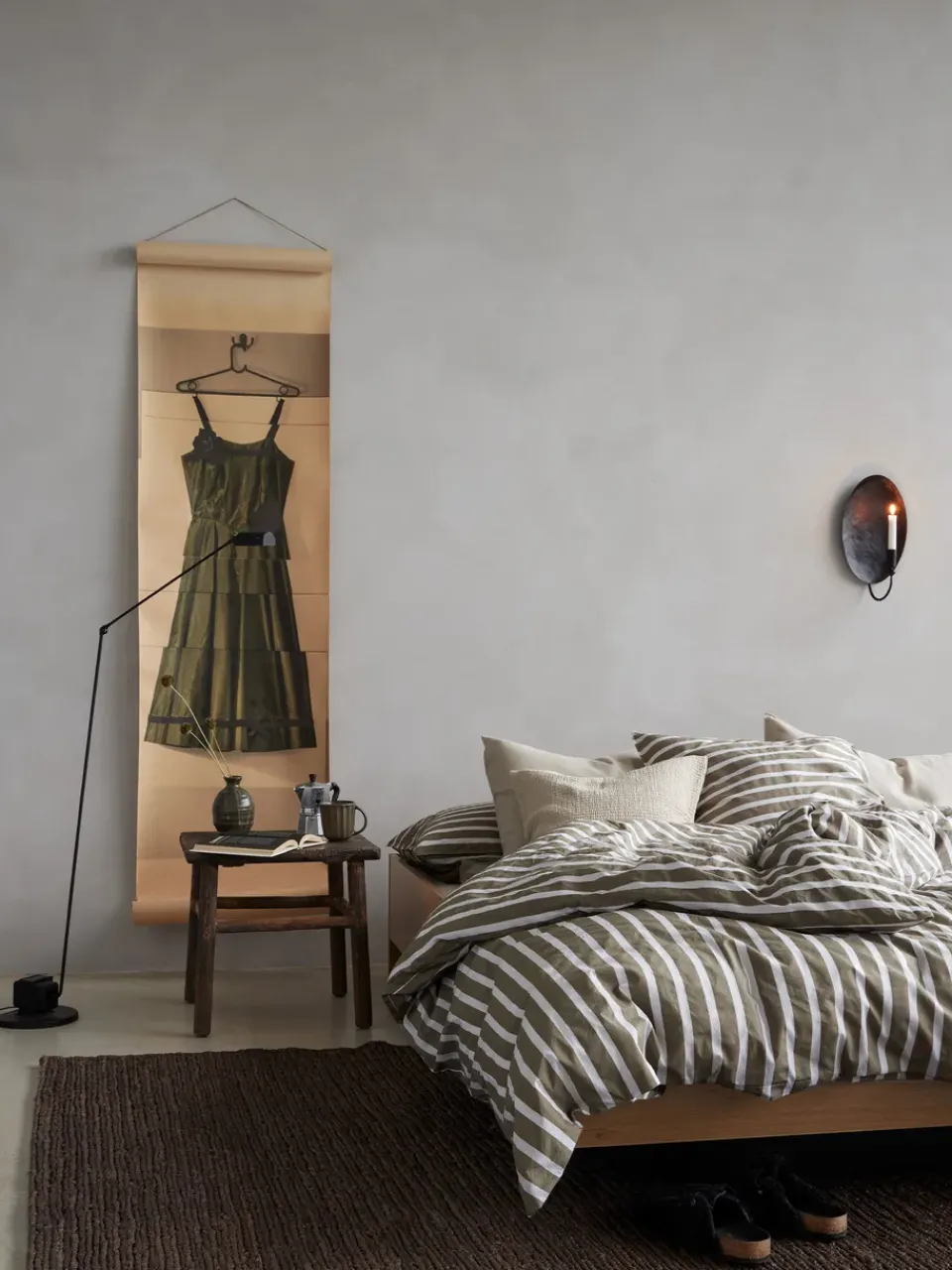 Best Tell Me More striped duvet cover cotton, Olive, 150x200 cm WhiteBrown