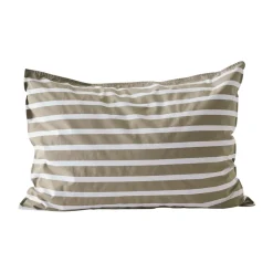 Pillow Cases^Tell Me More striped pillowcase cotton, Olive, 50x75 cm GreenWhite