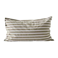 Pillow Cases^Tell Me More striped pillowcase cotton, Olive, 50×90 cm GreenWhite