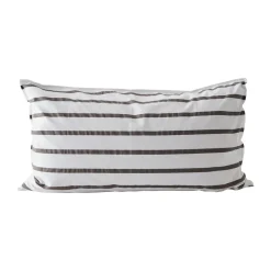 Pillow Cases^Tell Me More striped pillowcase cotton, Taupe, 50x90 cm BrownWhite