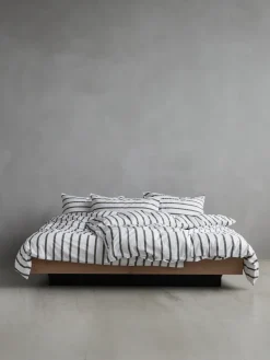 Pillow Cases^Tell Me More striped pillowcase cotton, Taupe, 50x90 cm BrownWhite