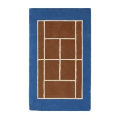 Rug Runners|Children's Rugs^OYOY Tennis mat, Caramel-Optic blue, 88x150 cm BlueBrown