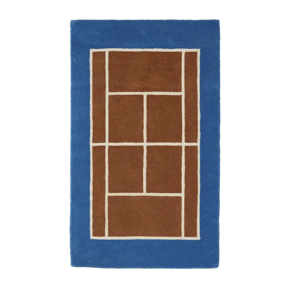 Rug Runners|Children's Rugs^OYOY Tennis mat, Caramel-Optic blue, 88x150 cm BlueBrown