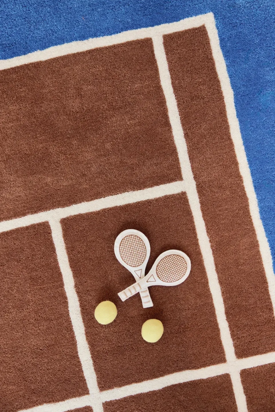 Rug Runners|Children's Rugs^OYOY Tennis mat, Caramel-Optic blue, 88x150 cm BlueBrown