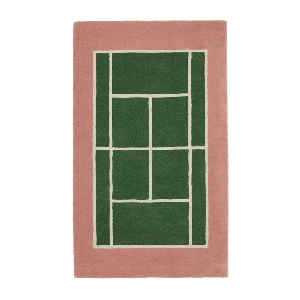 Rug Runners|Children's Rugs^OYOY Tennis mat, Green-rose, 88x150 cm GreenBeige