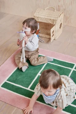 Rug Runners|Children's Rugs^OYOY Tennis mat, Green-rose, 88x150 cm GreenBeige